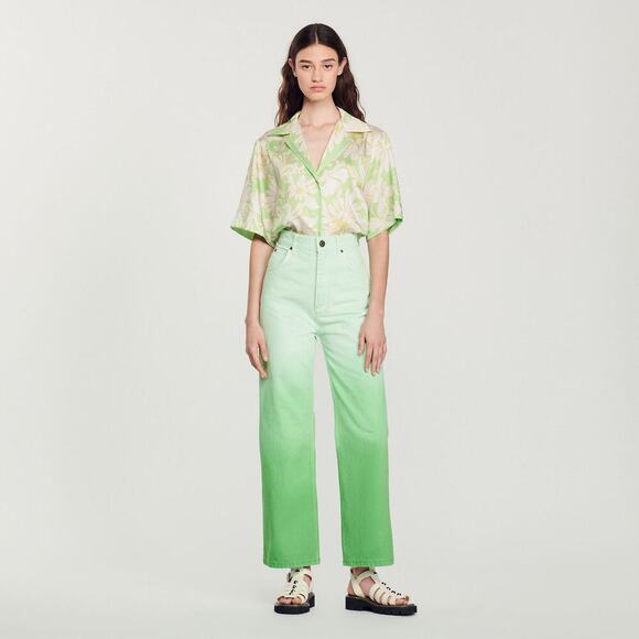 NWT SANDRO Gradient Effect Straight Leg Jean Sz 2 Green - Picture 3 of 13